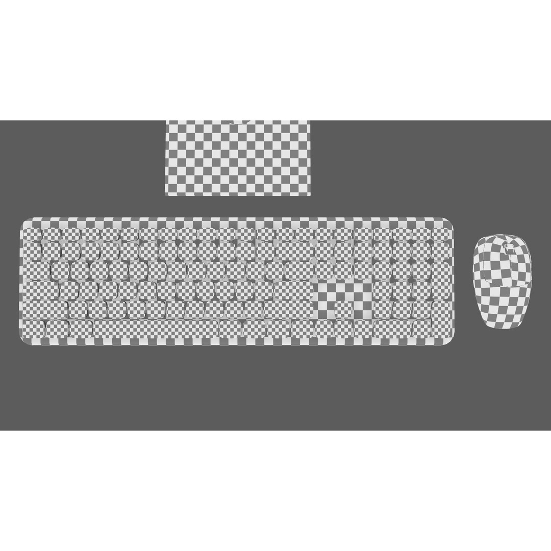 Wireless Computer Set 3D Model – Modern Keyboard, Mouse & Monitor, PBR - View 22