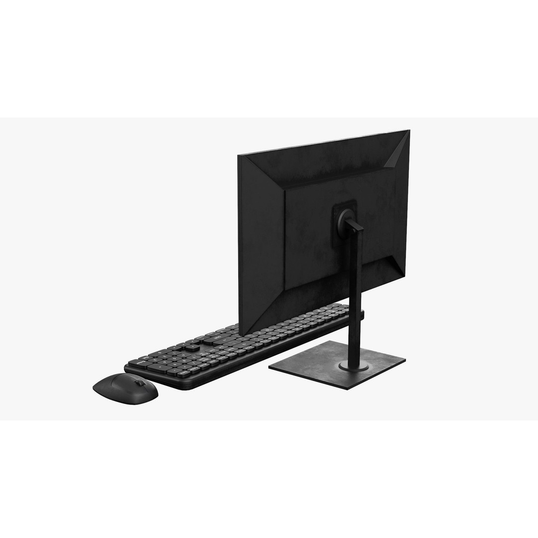 Wireless Computer Set 3D Model – Modern Keyboard, Mouse & Monitor, PBR - View 5