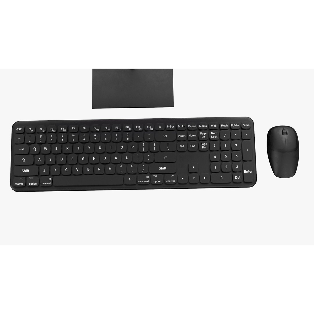 Wireless Computer Set 3D Model – Modern Keyboard, Mouse & Monitor, PBR - View 6
