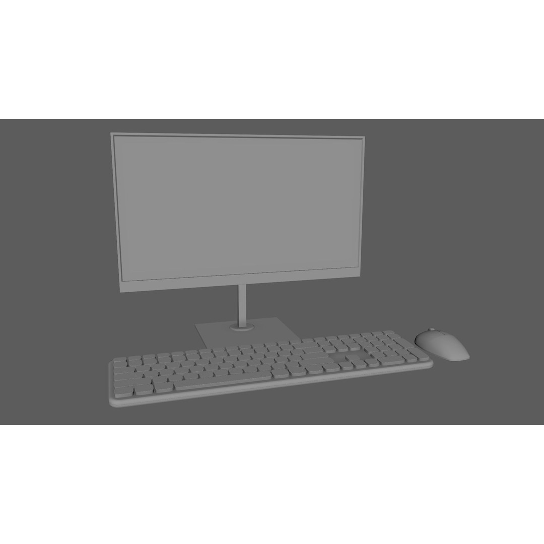 Wireless Computer Set 3D Model – Modern Keyboard, Mouse & Monitor, PBR - View 7