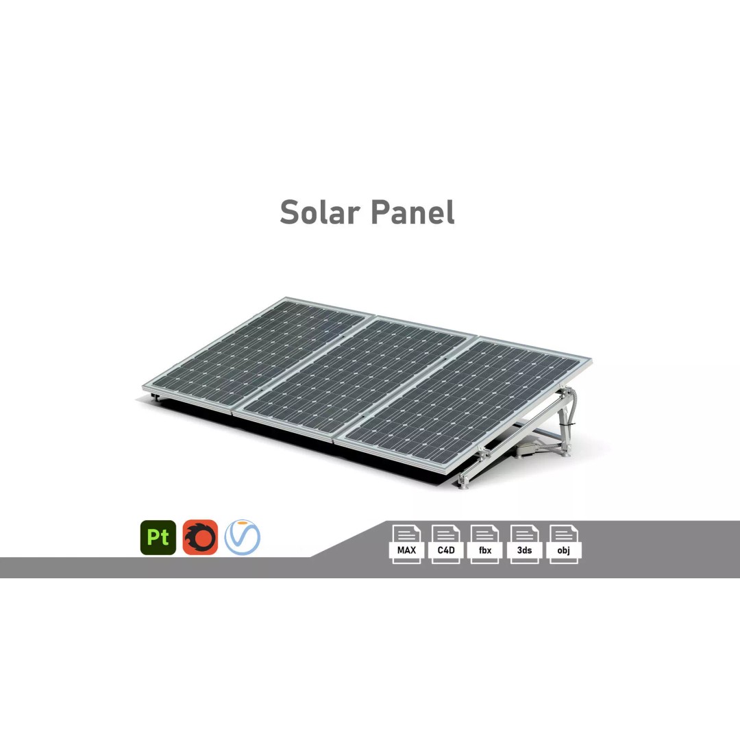Solar Panel 3D Model – Low Poly Game Ready Asset, PBR Textures - View 2