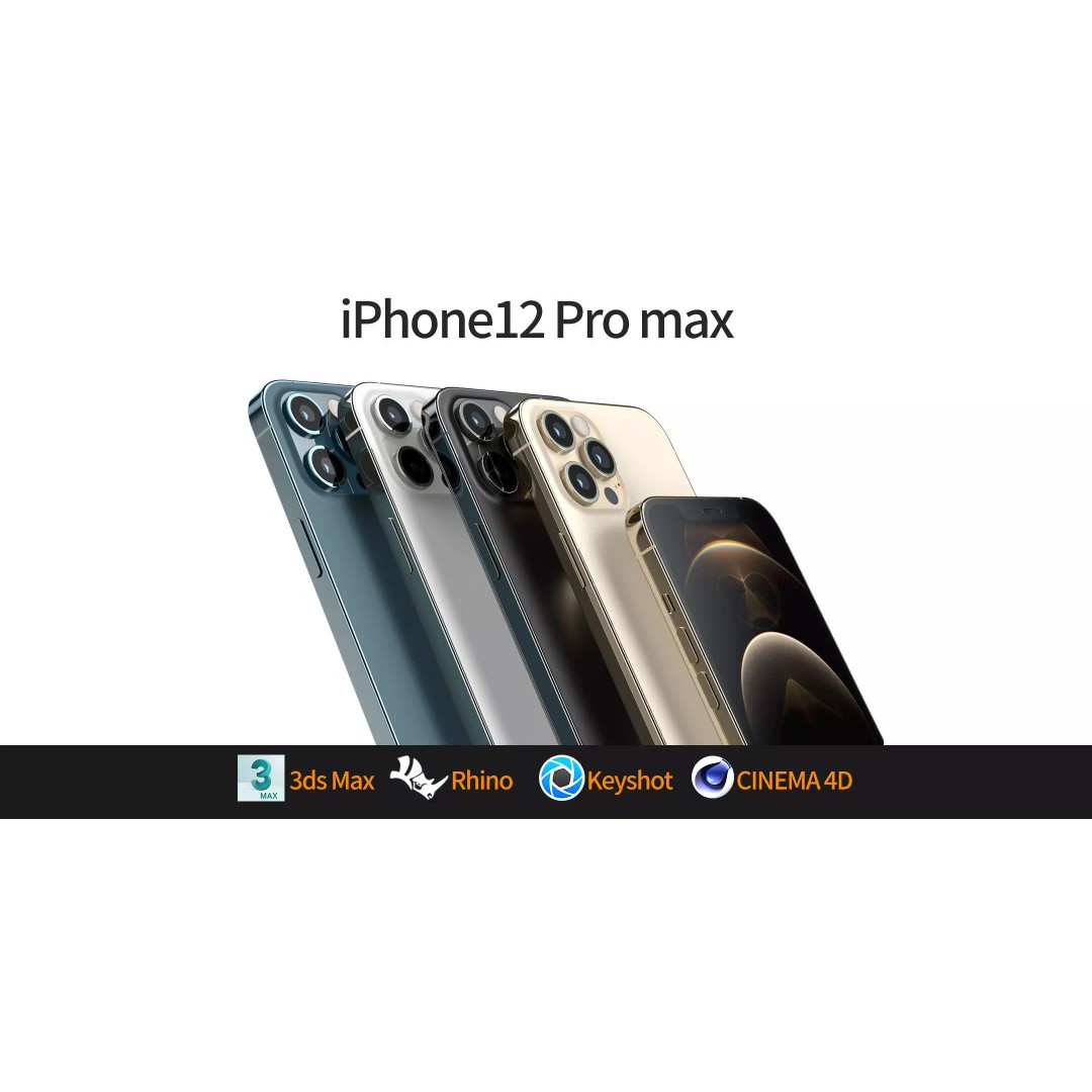 Apple iPhone 12 Pro Max 3D Model – High-Quality Mobile Phone, FBX, OBJ - View 2
