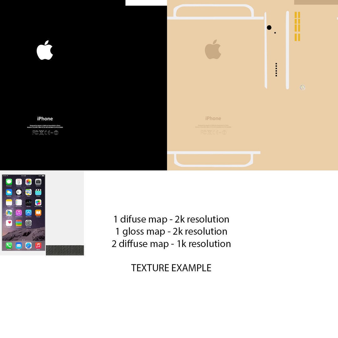 Apple iPhone 6 3D Model – Low Poly Gold Smartphone, FBX & OBJ - View 34