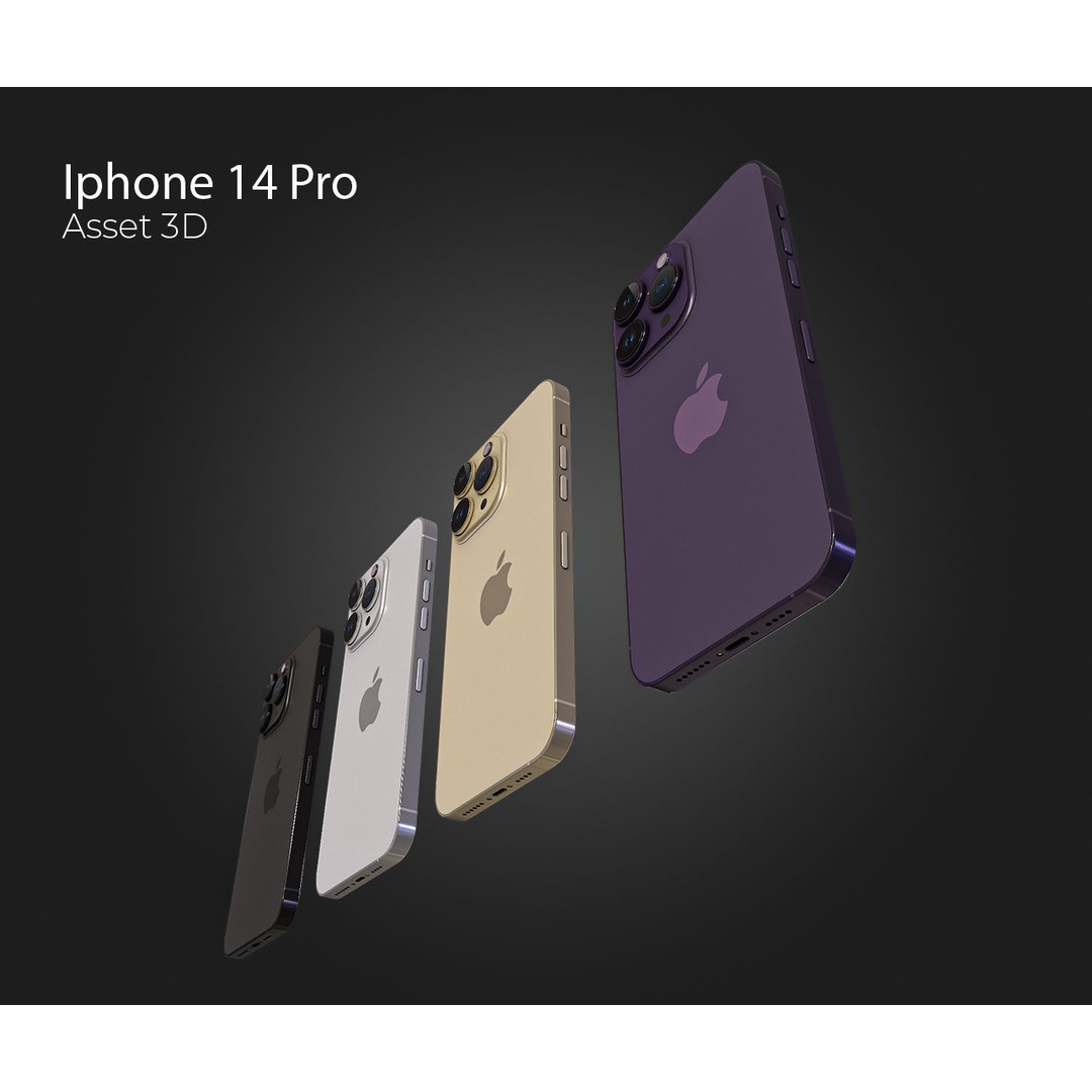 iPhone 14 Pro 3D Model – Low Poly PBR Asset, FBX, OBJ, Blender - View 10
