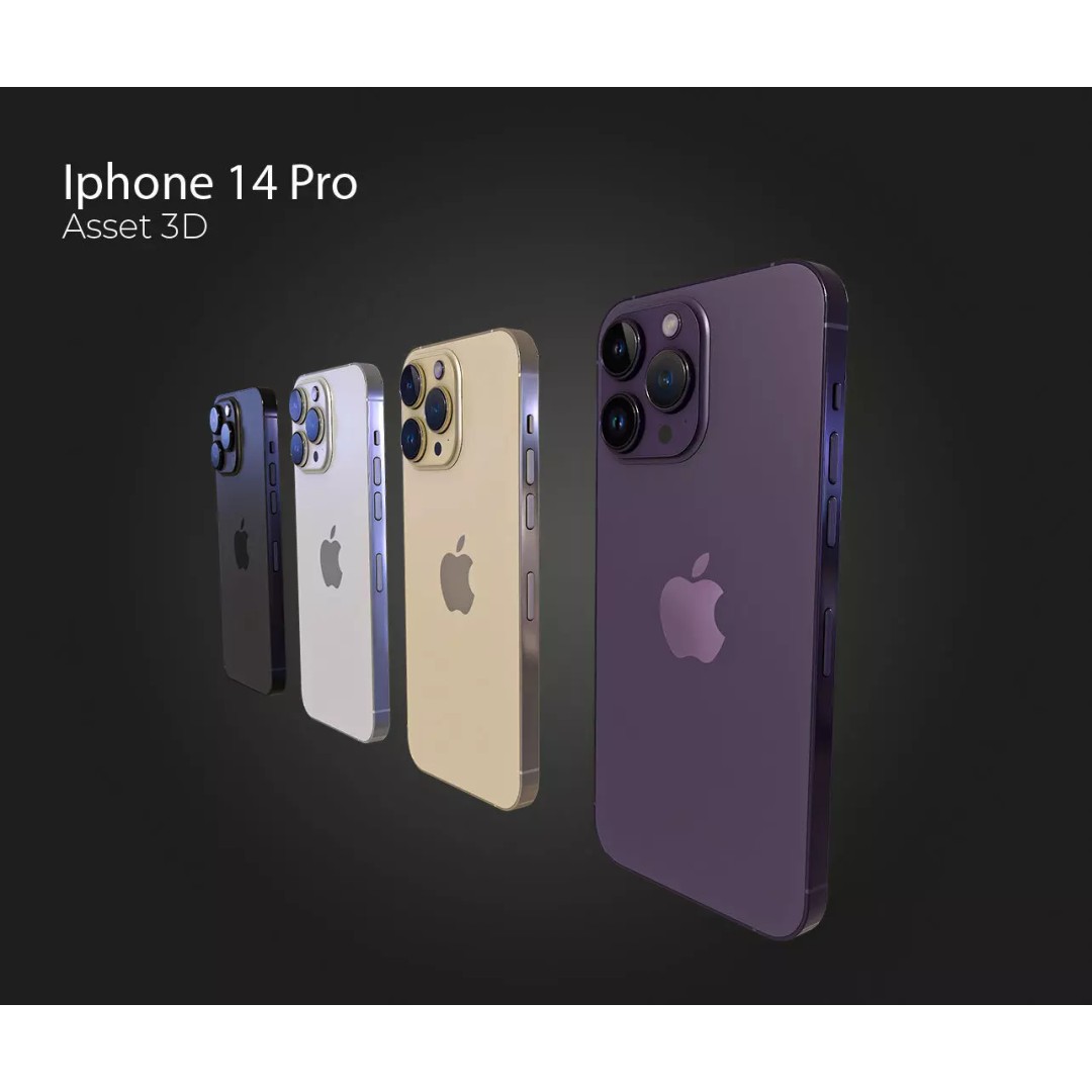 iPhone 14 Pro 3D Model – Low Poly PBR Asset, FBX, OBJ, Blender - View 2