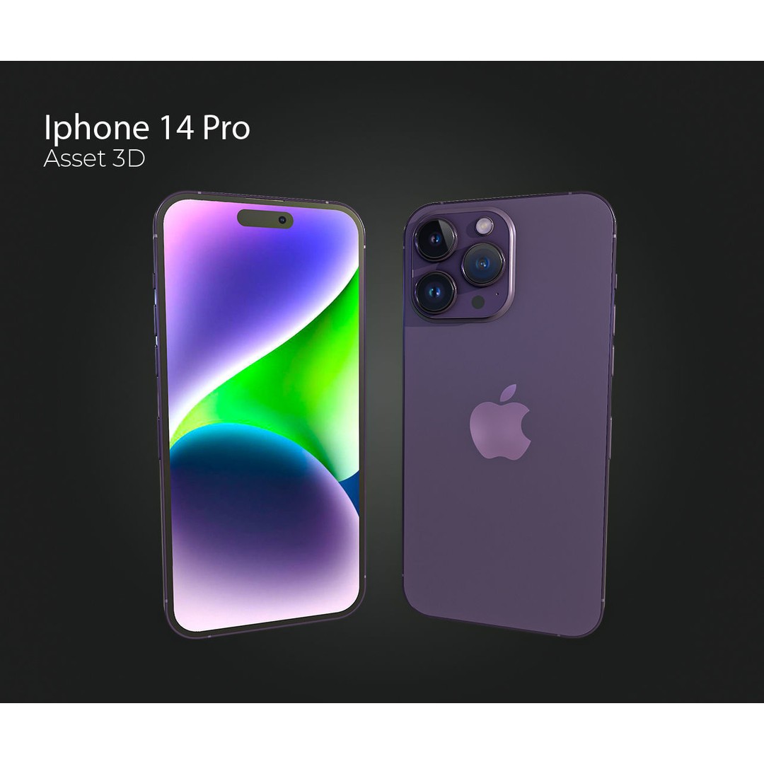 iPhone 14 Pro 3D Model – Low Poly PBR Asset, FBX, OBJ, Blender - View 3
