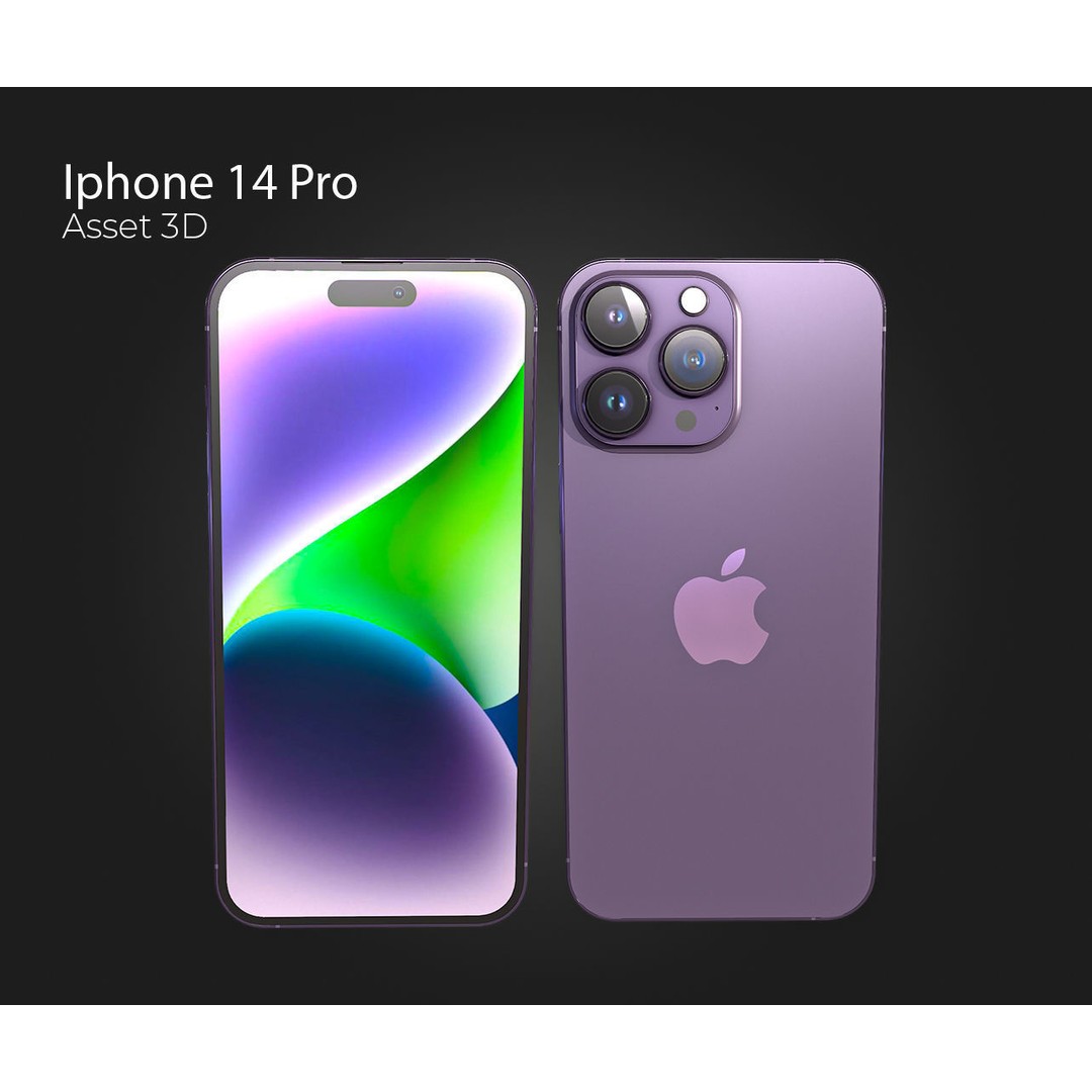 iPhone 14 Pro 3D Model – Low Poly PBR Asset, FBX, OBJ, Blender - View 4