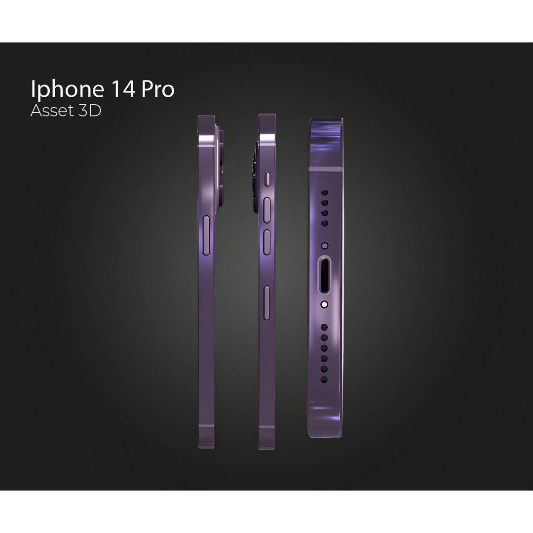 iPhone 14 Pro 3D Model – Low Poly PBR Asset, FBX, OBJ, Blender - View 5