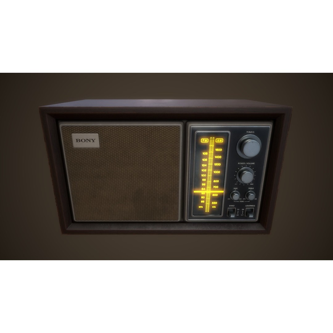 Old Vintage Radio 3D Model – Low Poly PBR Game Asset, FBX, OBJ - View 10