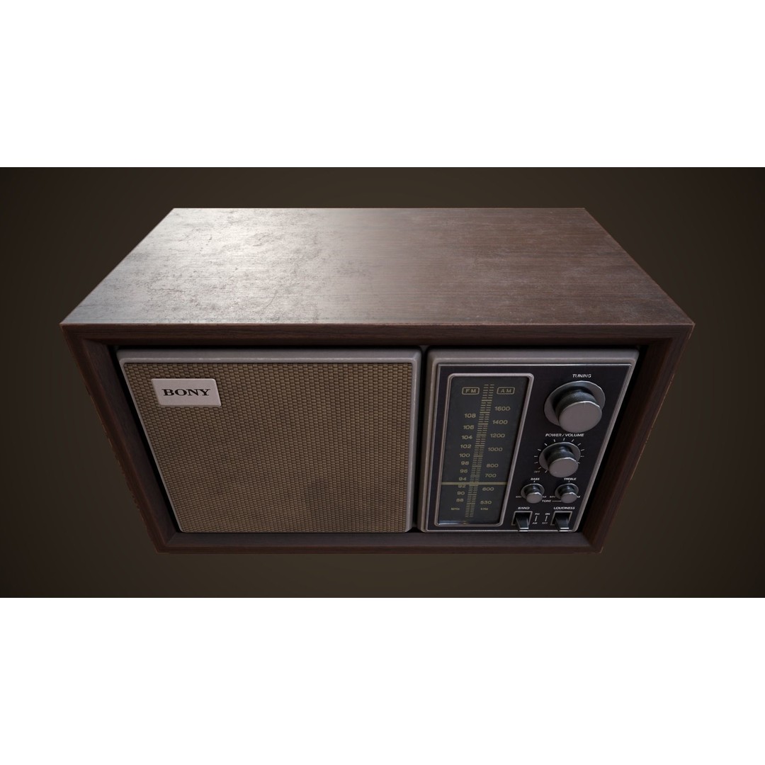 Old Vintage Radio 3D Model – Low Poly PBR Game Asset, FBX, OBJ - View 12