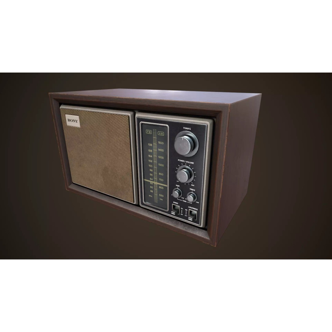 Old Vintage Radio 3D Model – Low Poly PBR Game Asset, FBX, OBJ - View 2