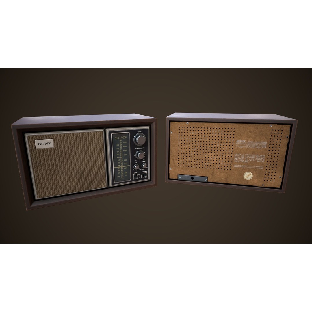 Old Vintage Radio 3D Model – Low Poly PBR Game Asset, FBX, OBJ - View 3