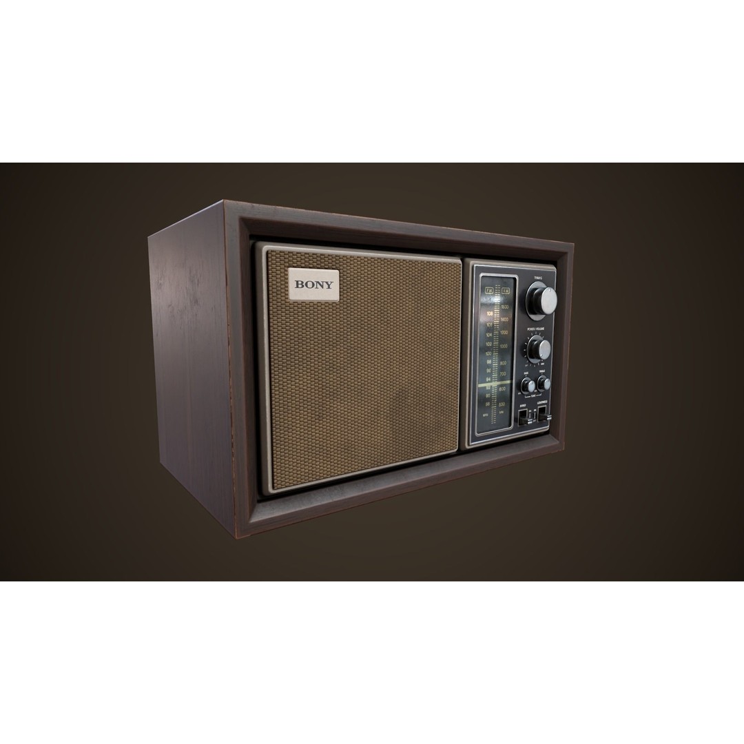Old Vintage Radio 3D Model – Low Poly PBR Game Asset, FBX, OBJ - View 7
