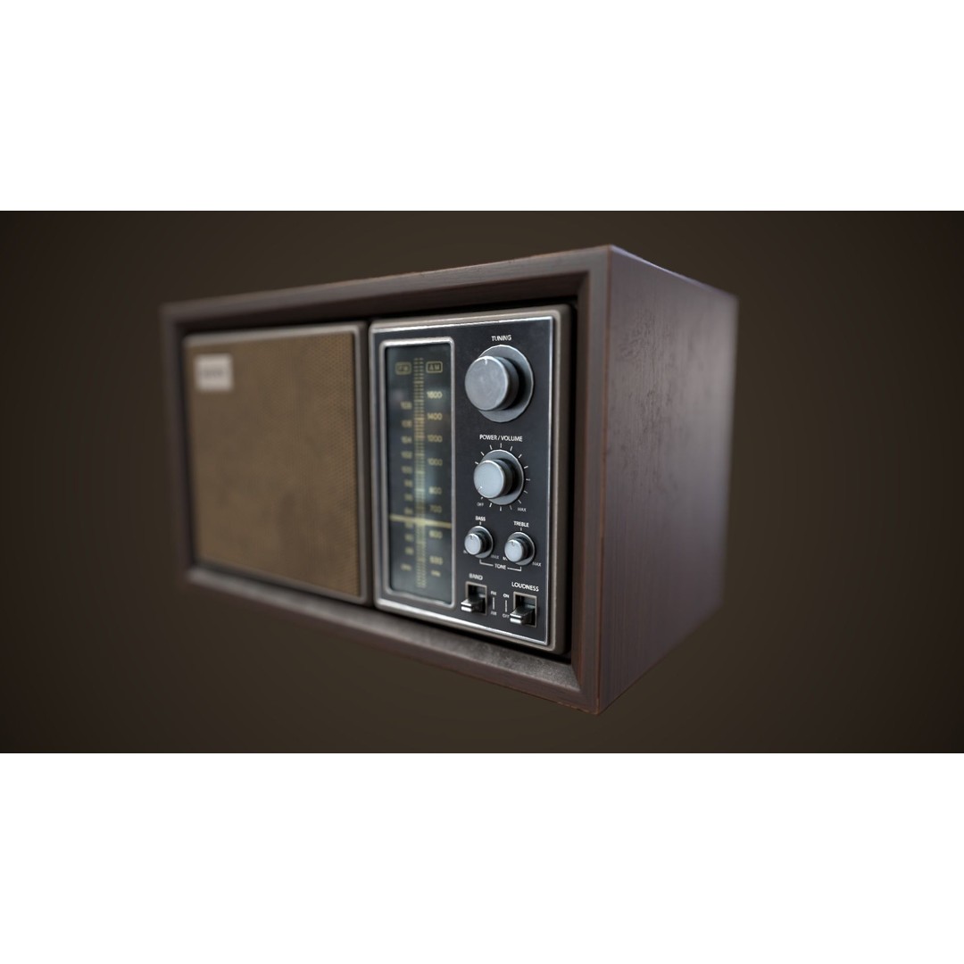 Old Vintage Radio 3D Model – Low Poly PBR Game Asset, FBX, OBJ - View 8