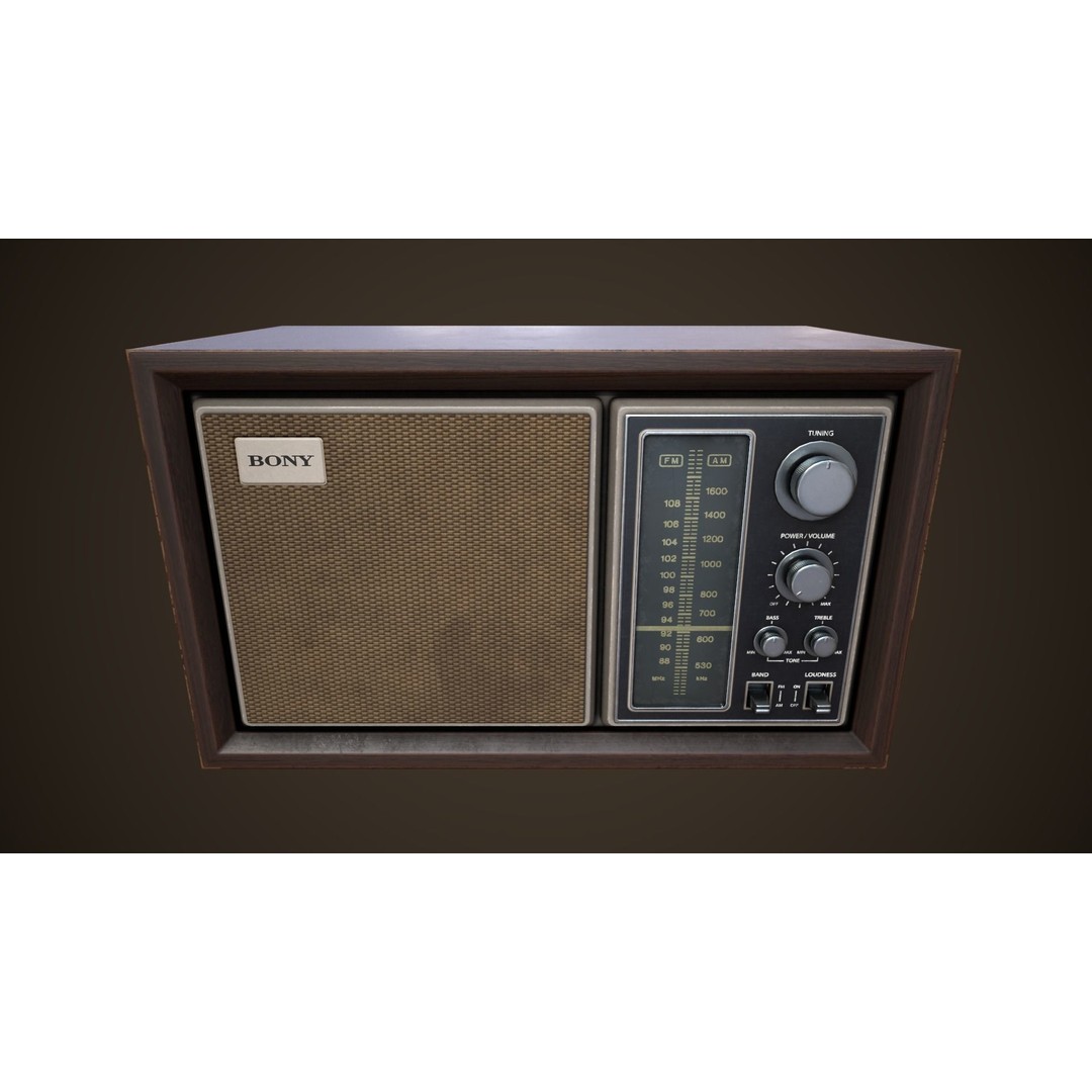 Old Vintage Radio 3D Model – Low Poly PBR Game Asset, FBX, OBJ - View 9