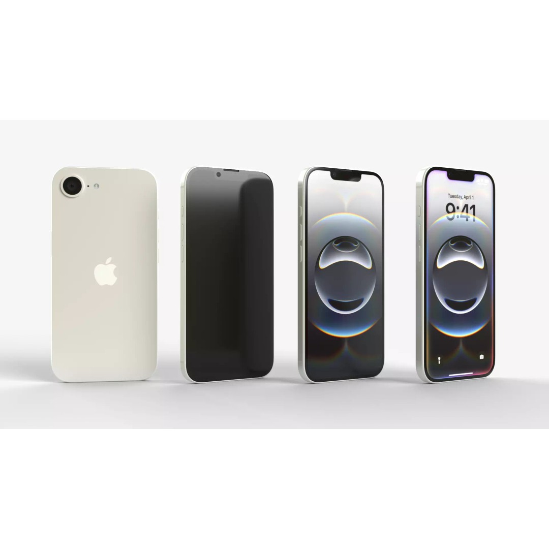 Apple iPhone 16 E White 3D Model – High-Quality PBR Textures, FBX - View 2