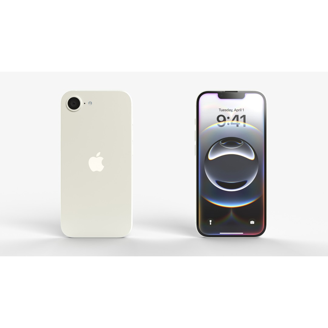 Apple iPhone 16 E White 3D Model – High-Quality PBR Textures, FBX - View 4