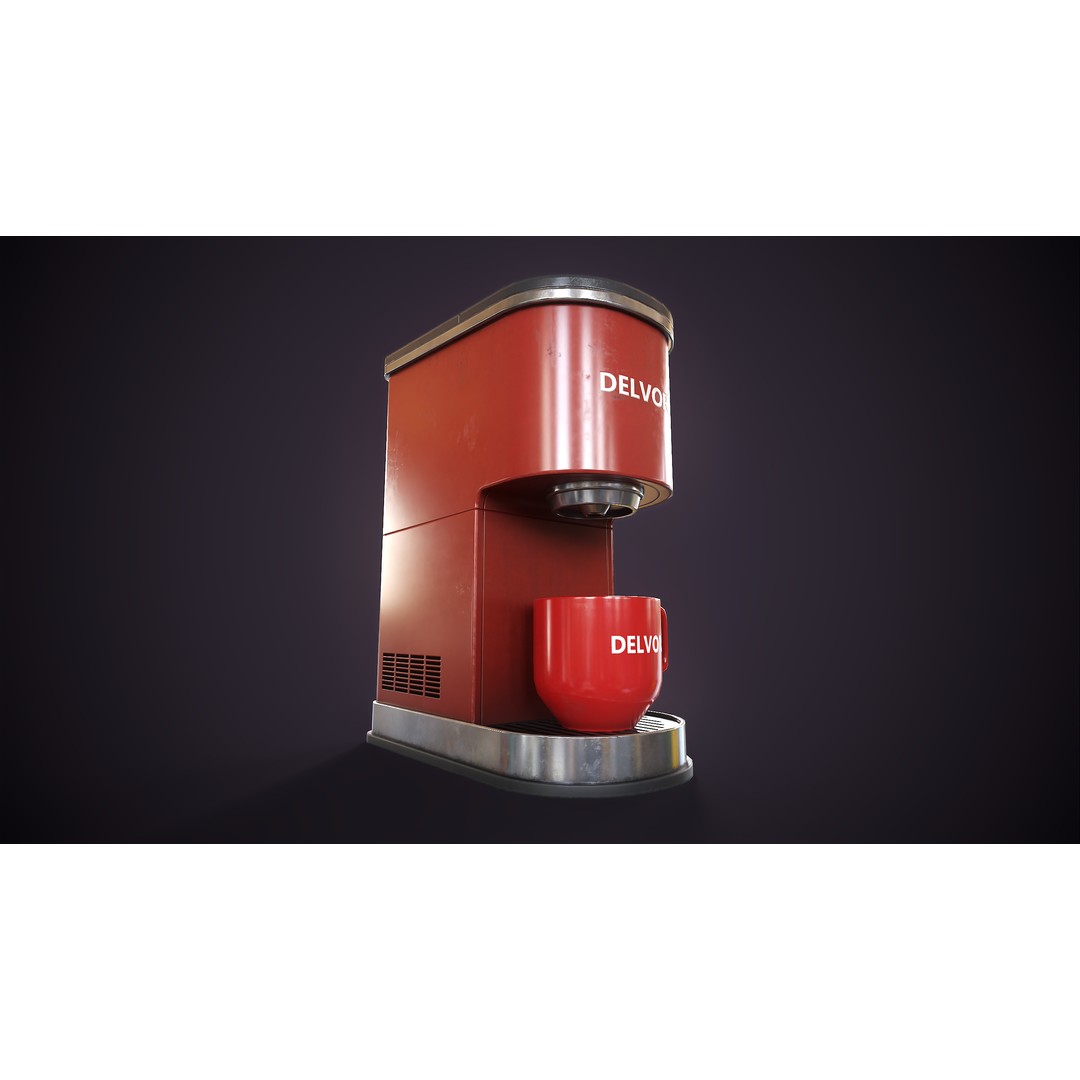 Coffee Maker 3D Model – Low Poly Game Ready Asset, FBX, OBJ - View 11