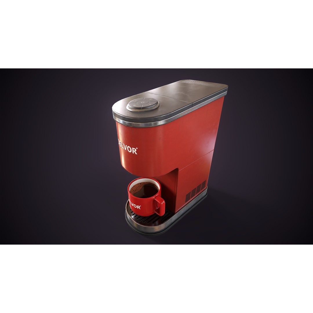 Coffee Maker 3D Model – Low Poly Game Ready Asset, FBX, OBJ - View 13