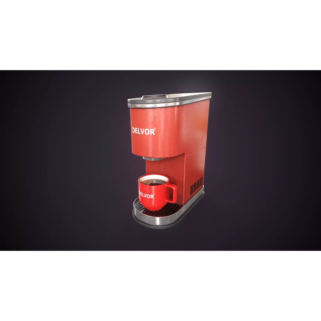 Coffee Maker 3D Model – Low Poly Game Ready Asset, FBX, OBJ - View 2