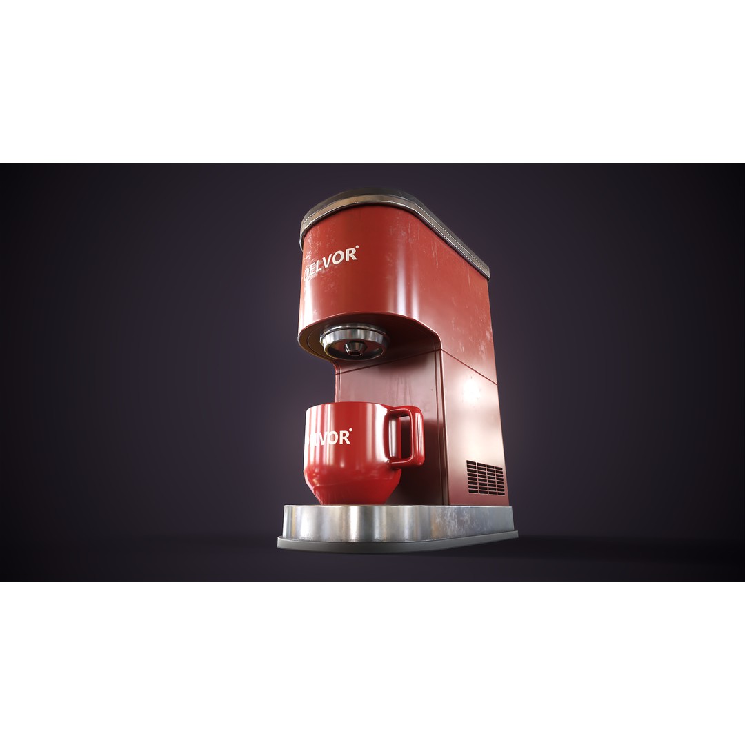 Coffee Maker 3D Model – Low Poly Game Ready Asset, FBX, OBJ - View 6