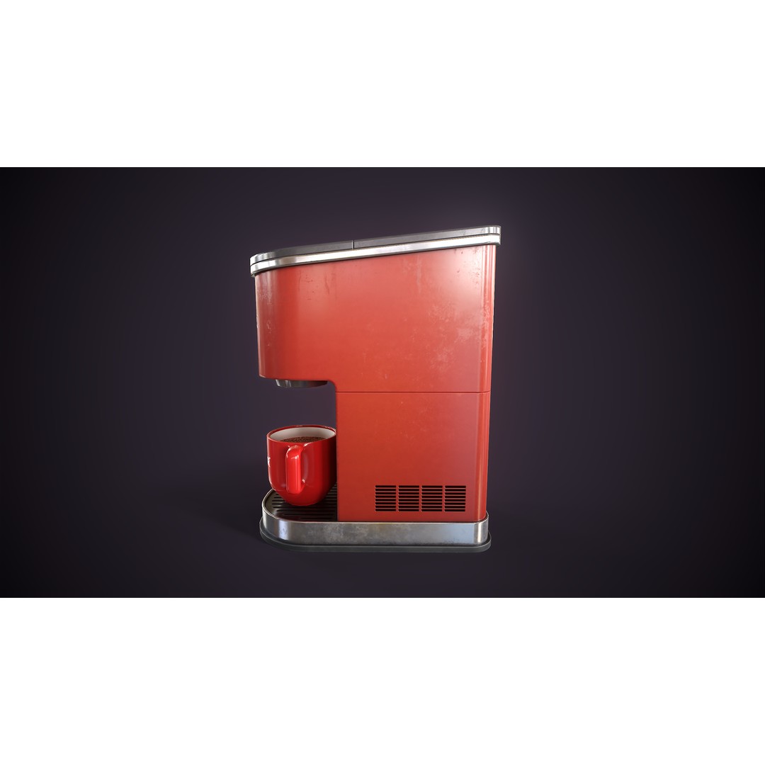 Coffee Maker 3D Model – Low Poly Game Ready Asset, FBX, OBJ - View 9