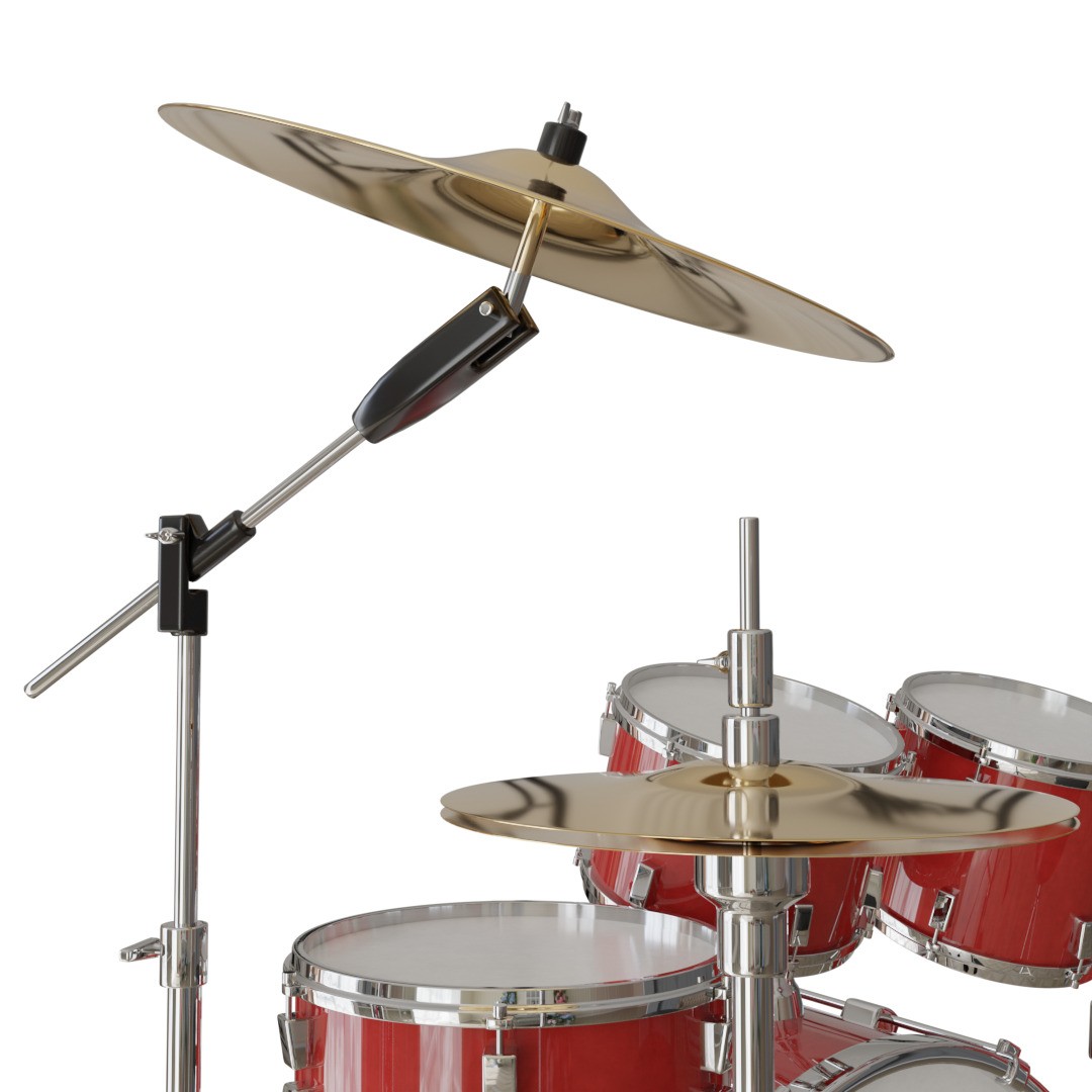 Red Drum Set 3D Model – Low Poly PBR Asset, FBX - View 8