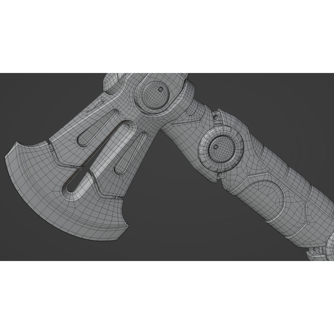 Vibraxe 3D Model – Low Poly Sci-Fi Axe with PBR Textures