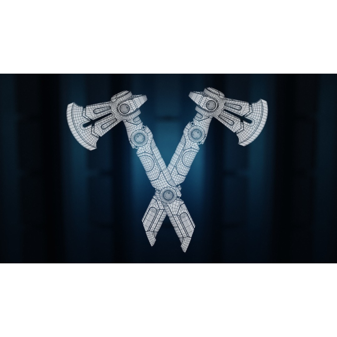 Vibraxe 3D Model – Low Poly Sci-Fi Axe with PBR Textures - View 11