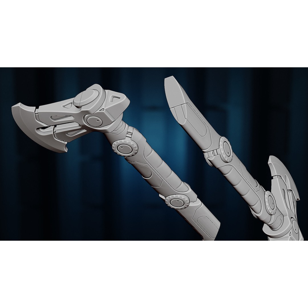 Vibraxe 3D Model – Low Poly Sci-Fi Axe with PBR Textures - View 13