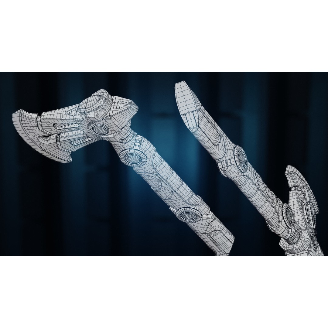Vibraxe 3D Model – Low Poly Sci-Fi Axe with PBR Textures - View 14