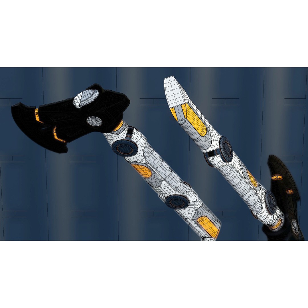 Vibraxe 3D Model – Low Poly Sci-Fi Axe with PBR Textures - View 15