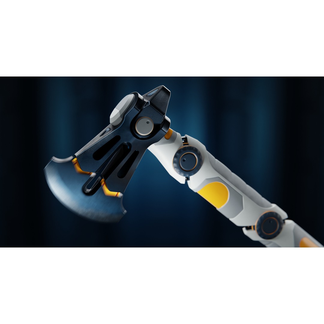 Vibraxe 3D Model – Low Poly Sci-Fi Axe with PBR Textures - View 17