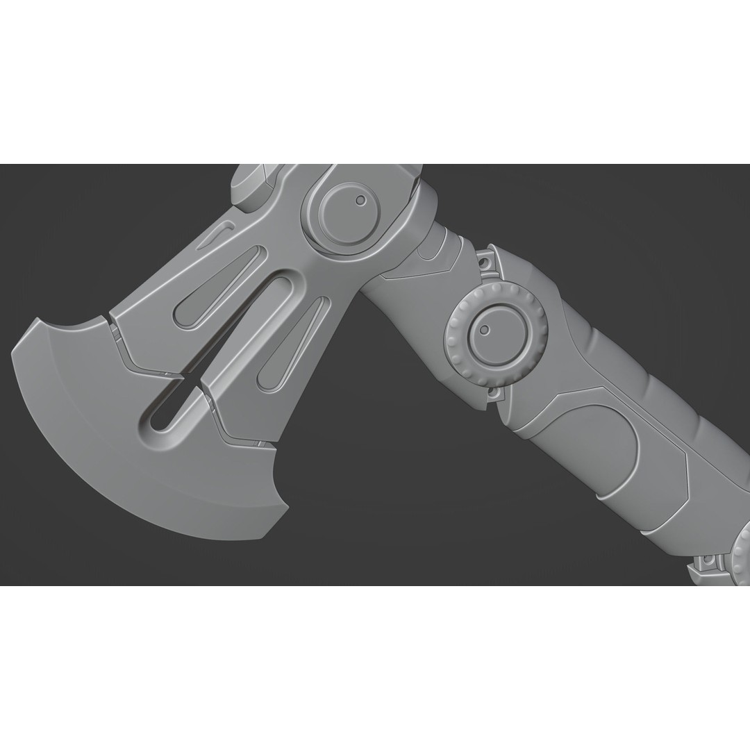 Vibraxe 3D Model – Low Poly Sci-Fi Axe with PBR Textures - View 18