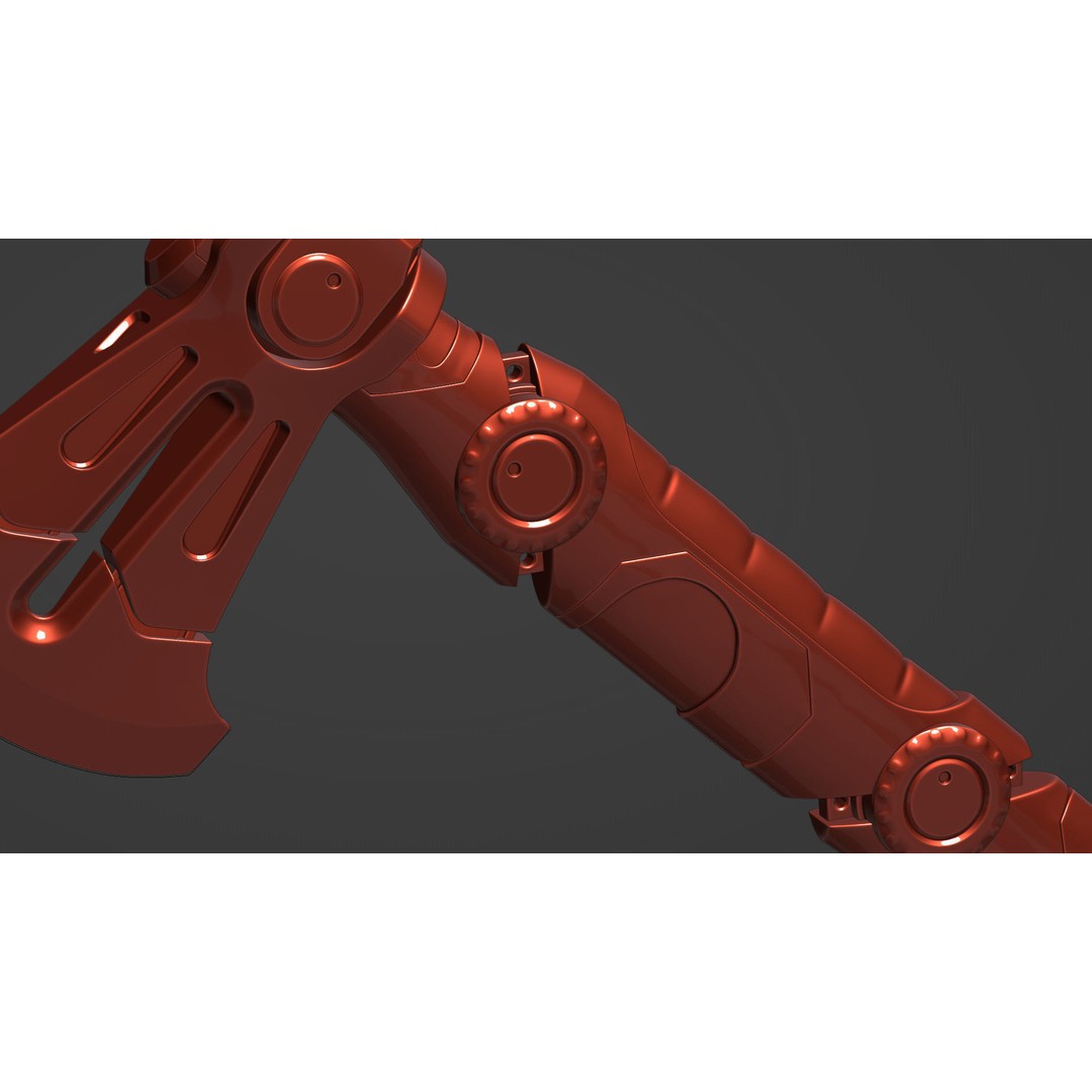 Vibraxe 3D Model – Low Poly Sci-Fi Axe with PBR Textures - View 19