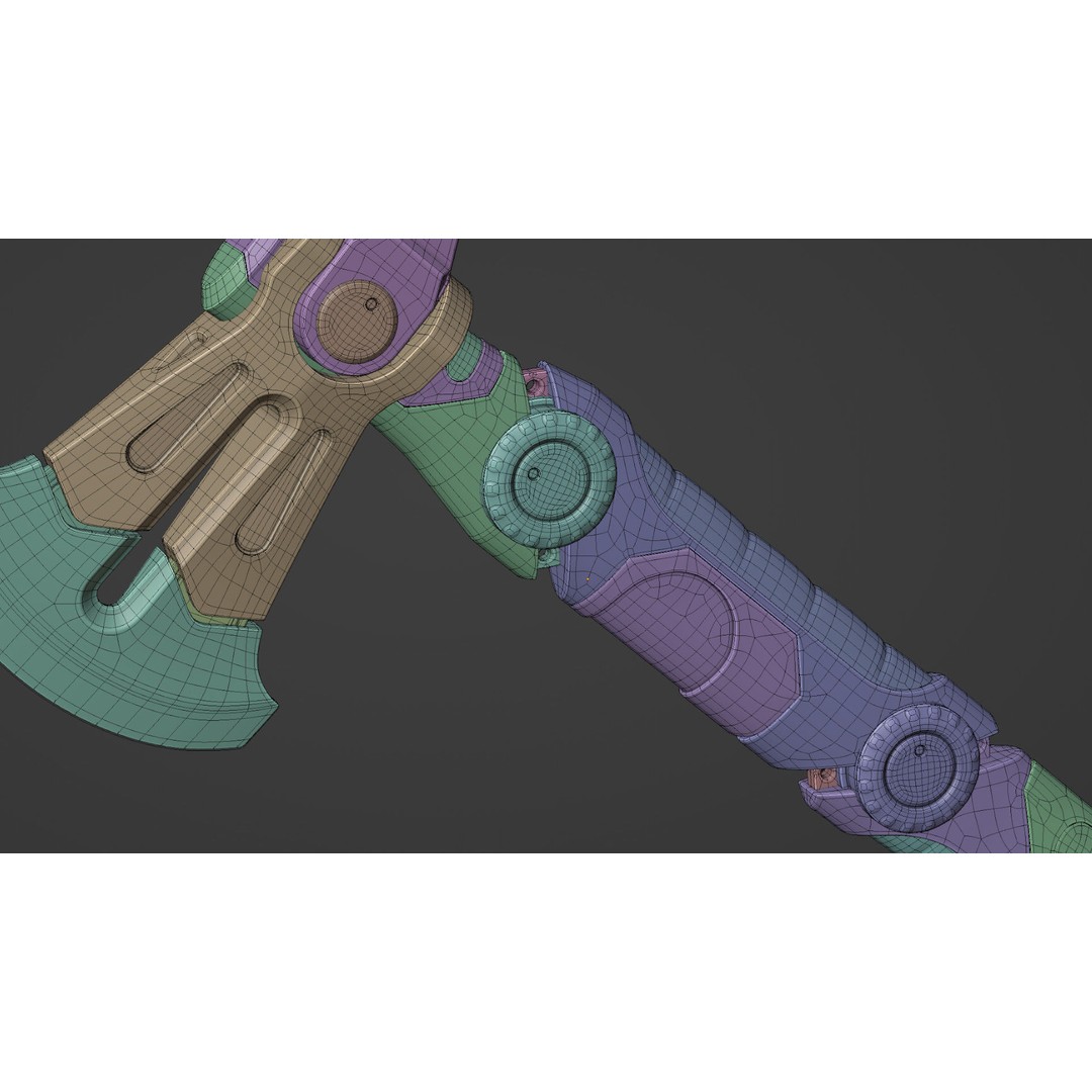Vibraxe 3D Model – Low Poly Sci-Fi Axe with PBR Textures - View 20