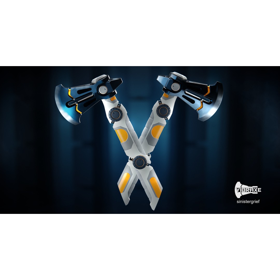 Vibraxe 3D Model – Low Poly Sci-Fi Axe with PBR Textures - View 4
