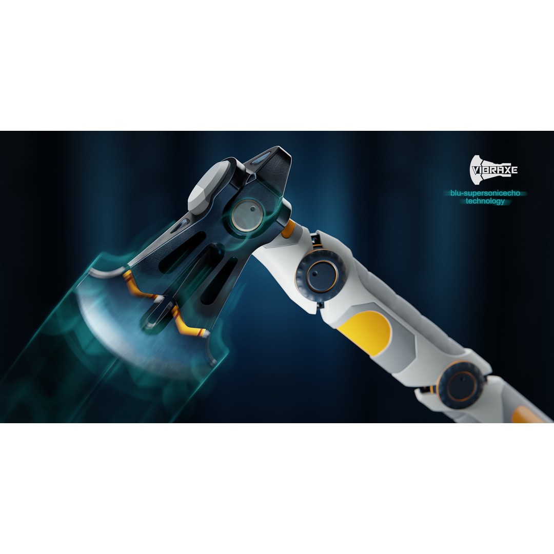 Vibraxe 3D Model – Low Poly Sci-Fi Axe with PBR Textures - View 6