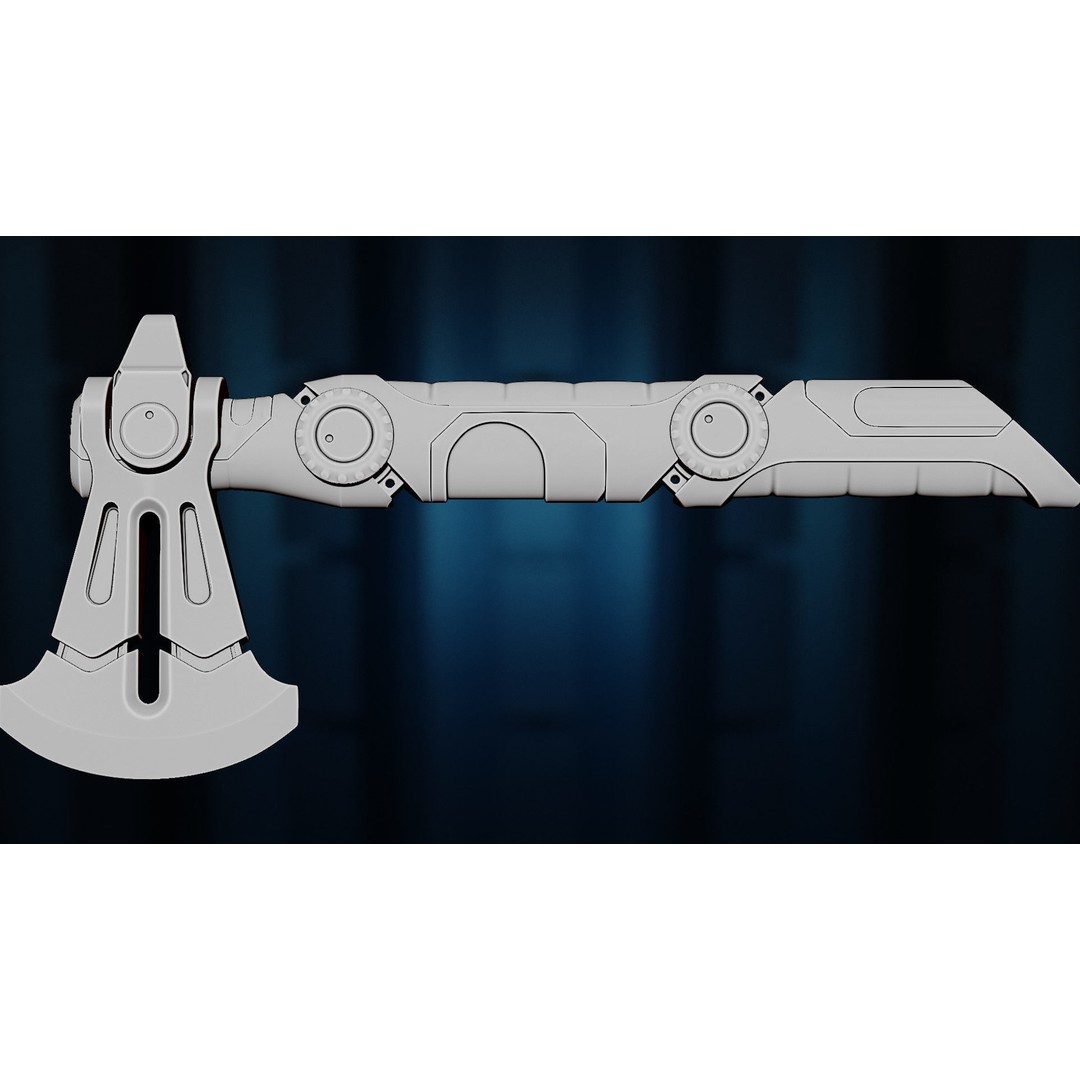 Vibraxe 3D Model – Low Poly Sci-Fi Axe with PBR Textures - View 7