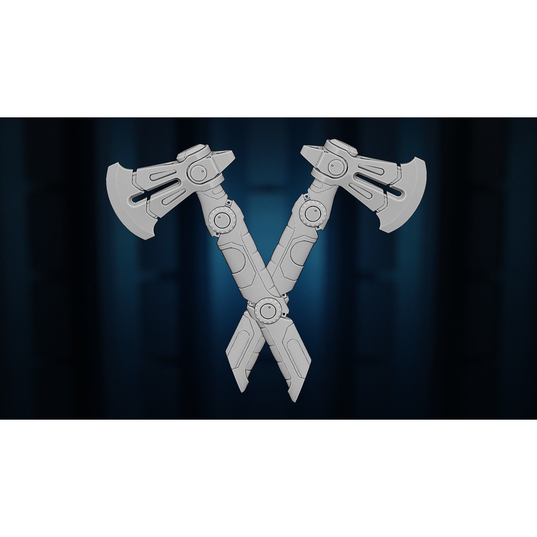 Vibraxe 3D Model – Low Poly Sci-Fi Axe with PBR Textures - View 8