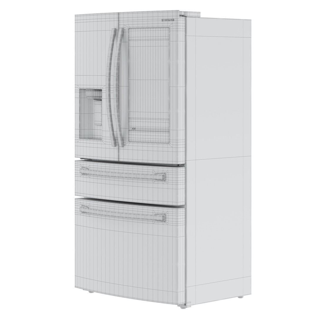 Samsung French Door Refrigerator 3D Model – High Poly PBR Asset, FBX