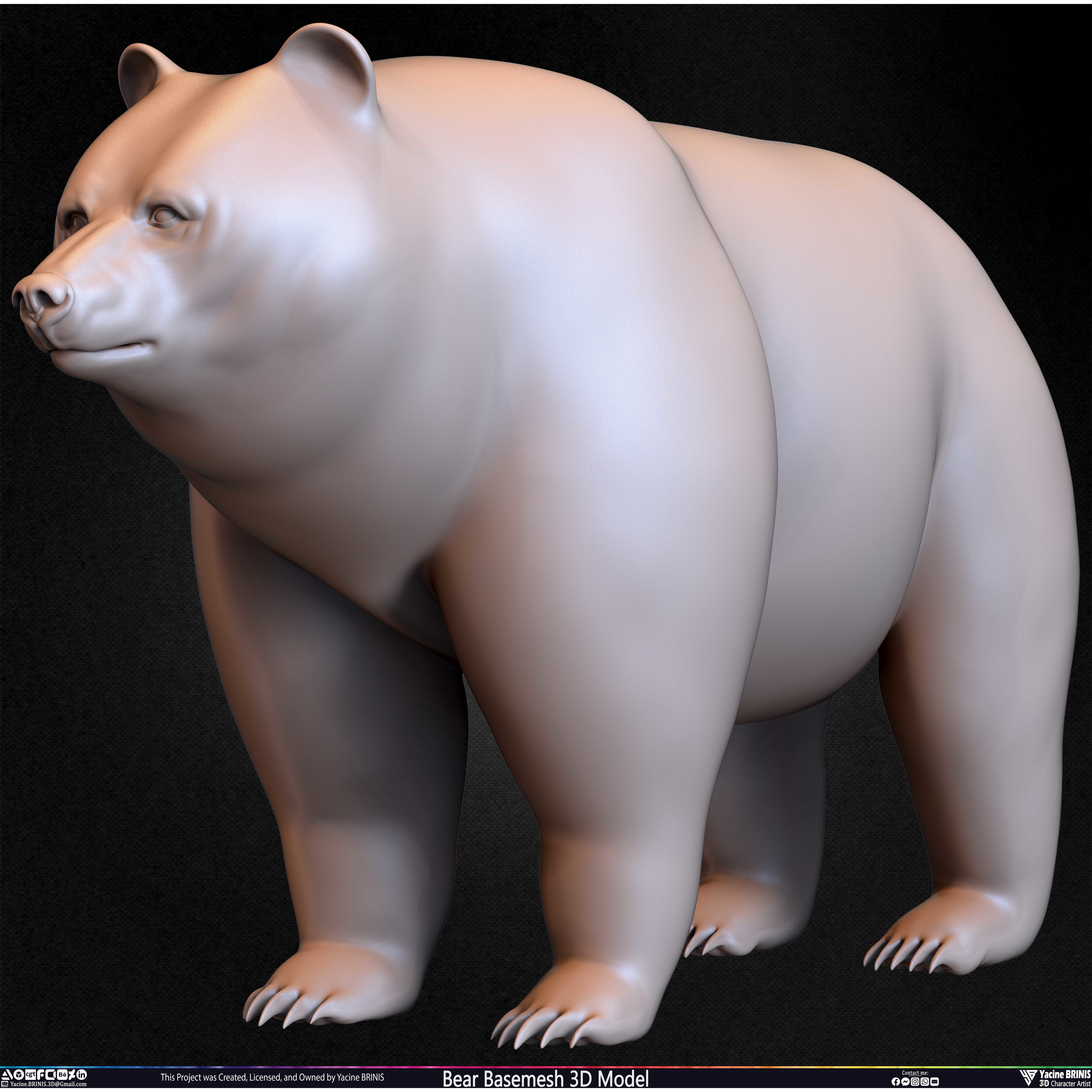 Bear Basemesh - Low-Poly Game-Ready 3D Model - View 41
