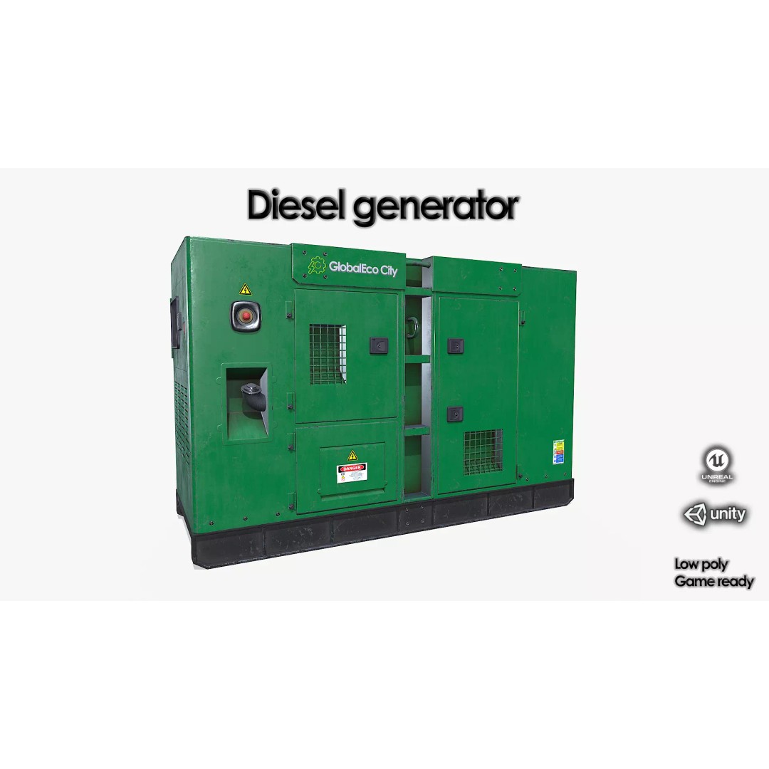 Diesel Generator 3D Model – Low Poly Game Asset, FBX, PBR Textures - View 2