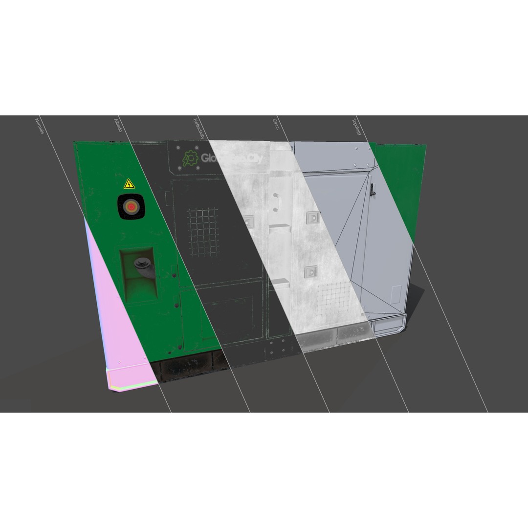 Diesel Generator 3D Model – Low Poly Game Asset, FBX, PBR Textures - View 27
