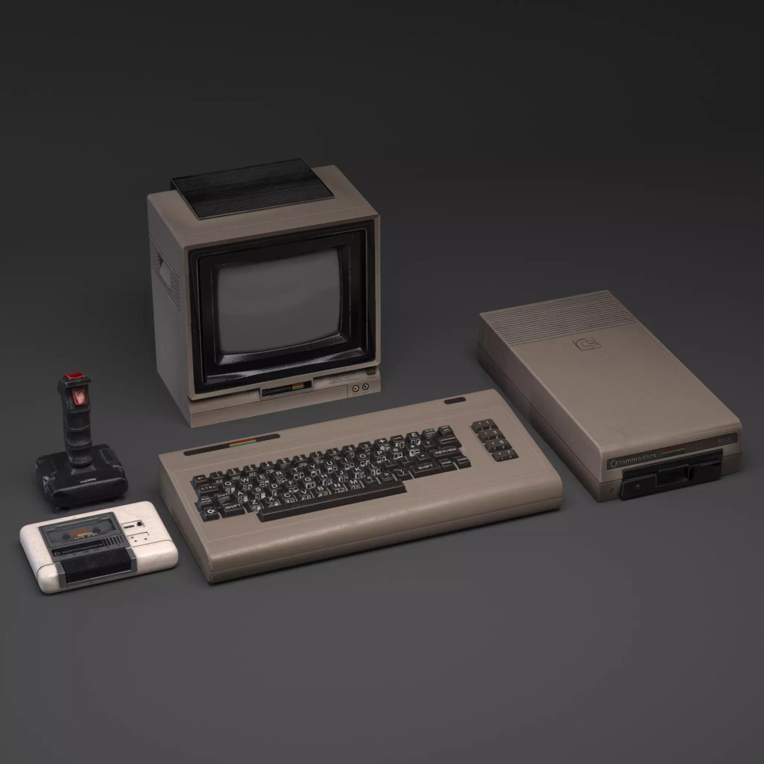 Commodore 64 3D Model – Low Poly Retro Computer Set, Game Ready - View 2