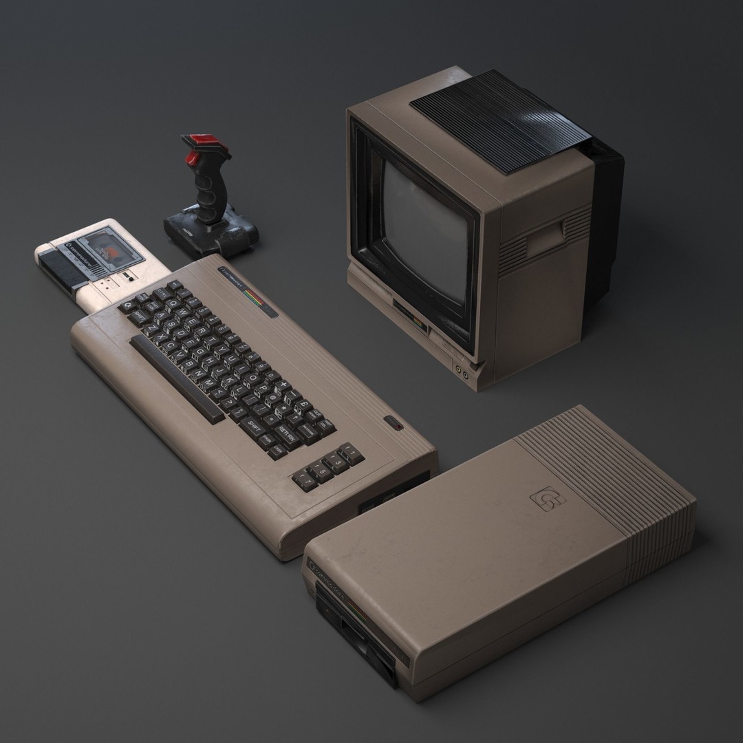 Commodore 64 3D Model – Low Poly Retro Computer Set, Game Ready - View 3