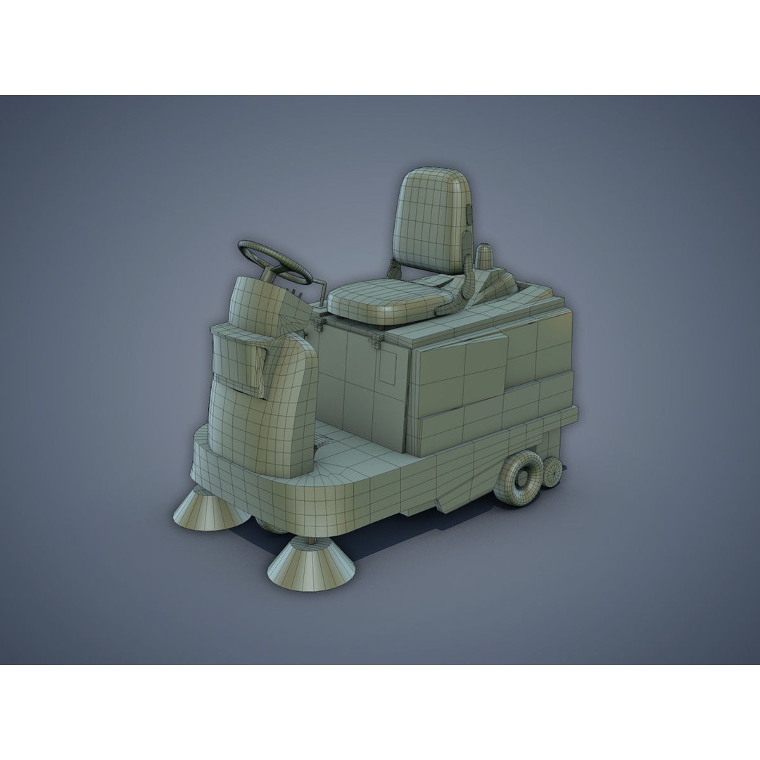 Electric Sweeping Car 3D Model – Low Poly Game Asset, FBX, PBR - View 10