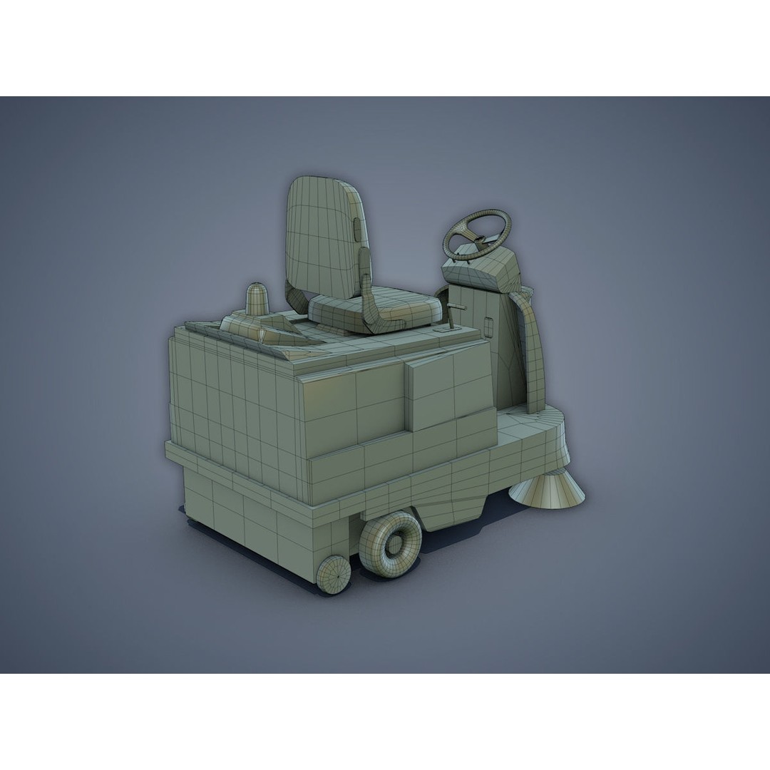 Electric Sweeping Car 3D Model – Low Poly Game Asset, FBX, PBR - View 11