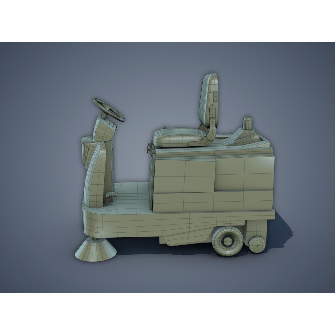 Electric Sweeping Car 3D Model – Low Poly Game Asset, FBX, PBR - View 12