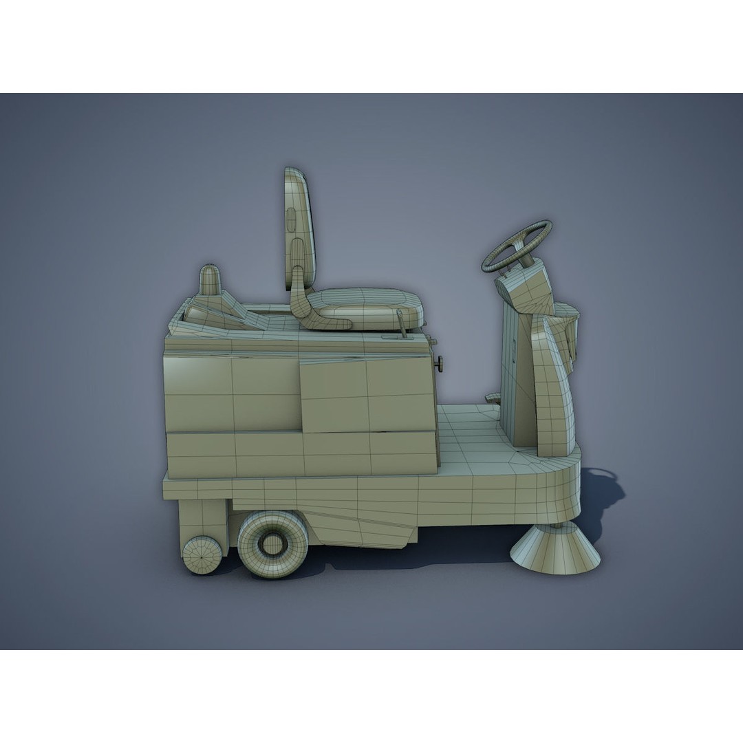 Electric Sweeping Car 3D Model – Low Poly Game Asset, FBX, PBR - View 13